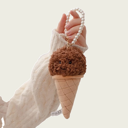 Chocolate Ice Cream Cone Keychain
