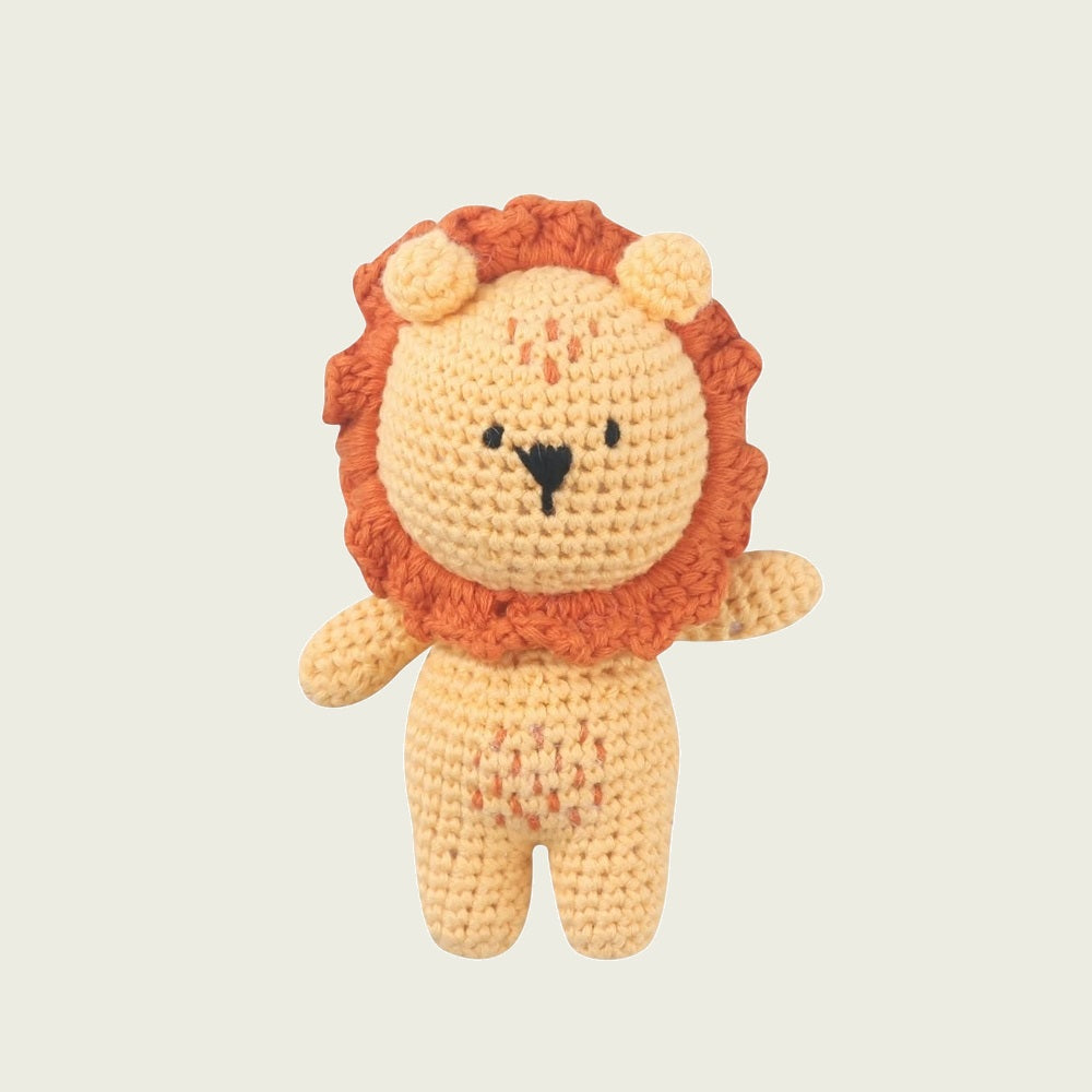 Baby Lion Cub Crochet Plushie 4.7" Crocheted Stuffed Animal