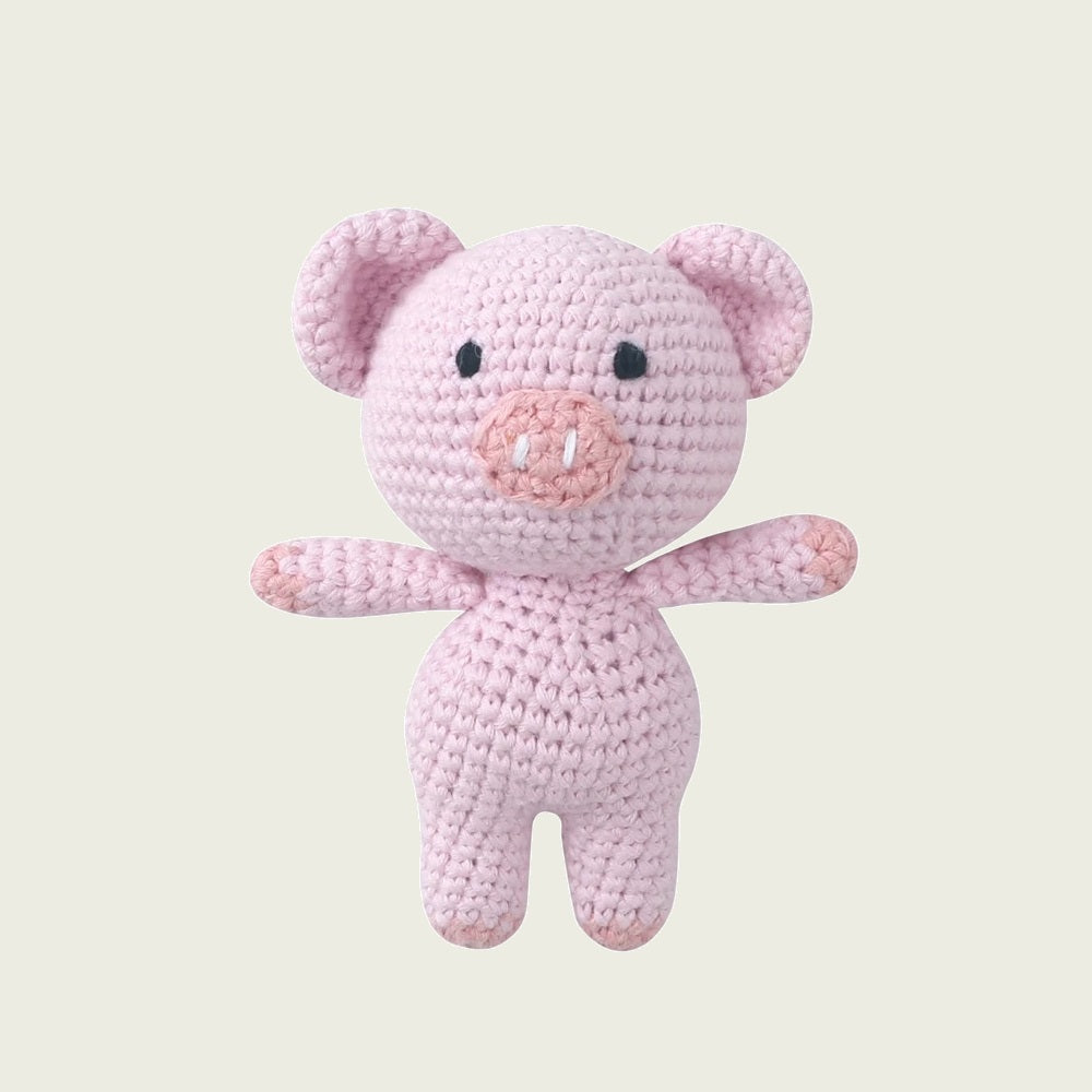 Baby Pig Crochet Stuffed Animal 4.3" Crocheted Piglet Plushie