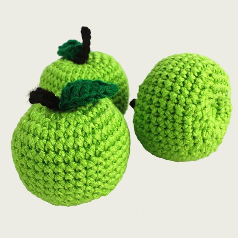Plush Wool-Knit Granny Smith Apple