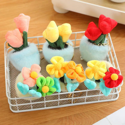 Multi-Color Potted Plush Plant Keychain