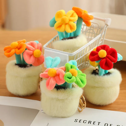 Multi-Color Potted Plush Plant Keychain