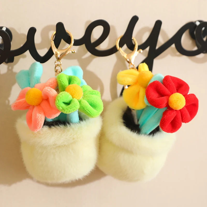 Multi-Color Potted Plush Plant Keychain