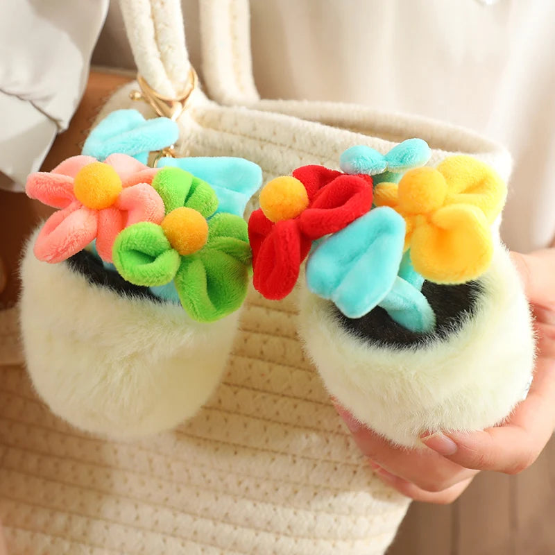 Multi-Color Potted Plush Plant Keychain