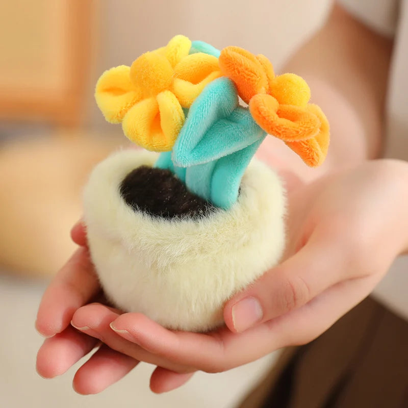 Multi-Color Potted Plush Plant Keychain