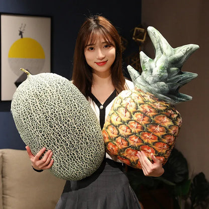 Cantaloupe Printed Fruit Plush Cushion