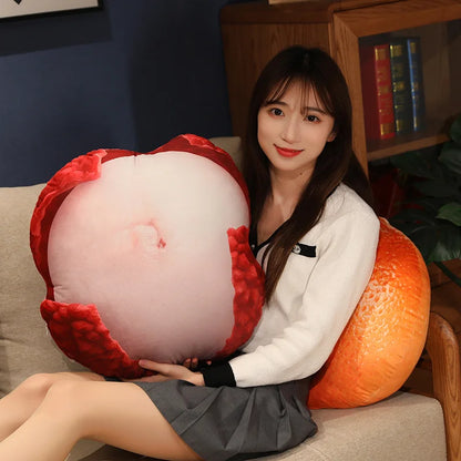Orange Printed Fruit Plush Cushion