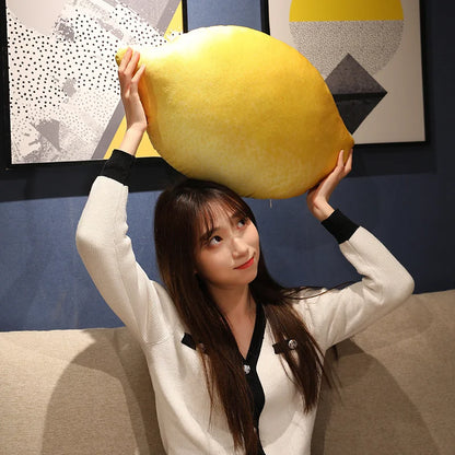 Lemon Printed Fruit Plush Cushion