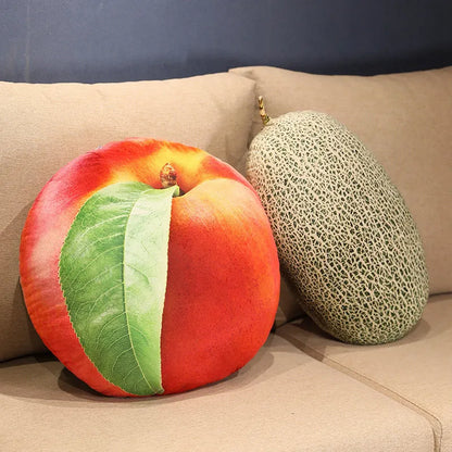 Nectarine Printed Fruit Plush Cushion