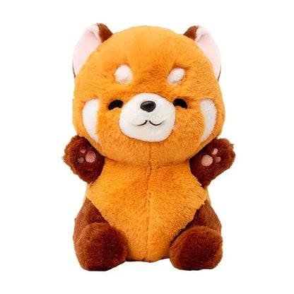 Front view perspective of rocky the raccoon stuffed animal.