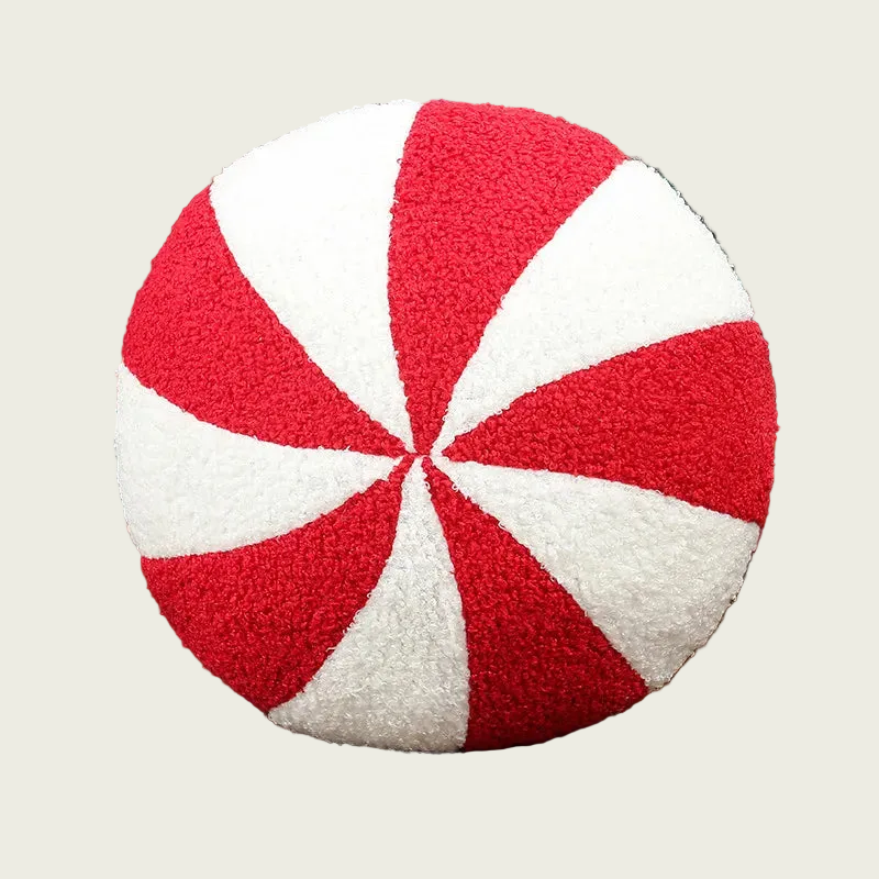 Peppermint Round Candy Plush Pillow