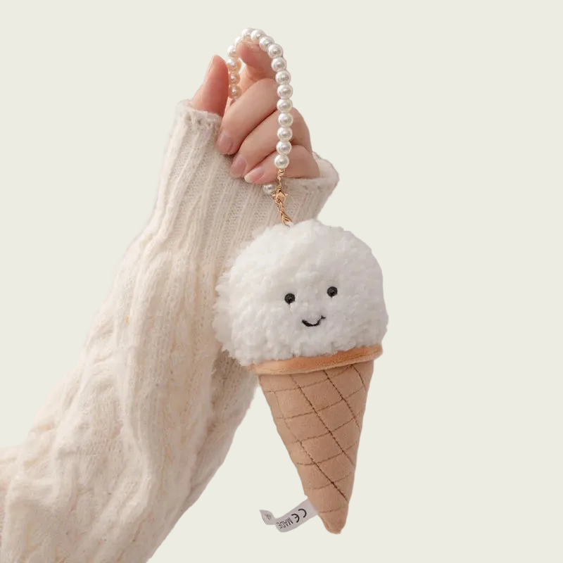 Vanilla Ice Cream Cone Keychain