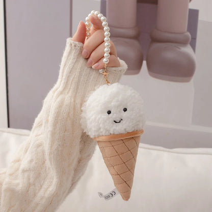 Vanilla Ice Cream Cone Keychain