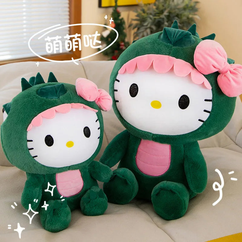 Kitty Cat with Green Dinosaur Costume Plushie Stuffed Animal