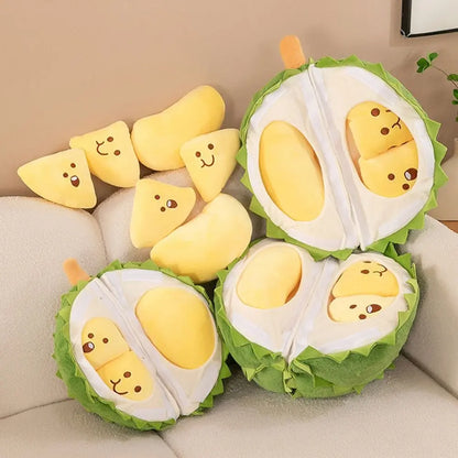 Splittable Durian Plushie with Detachable Durian Meat Sections
