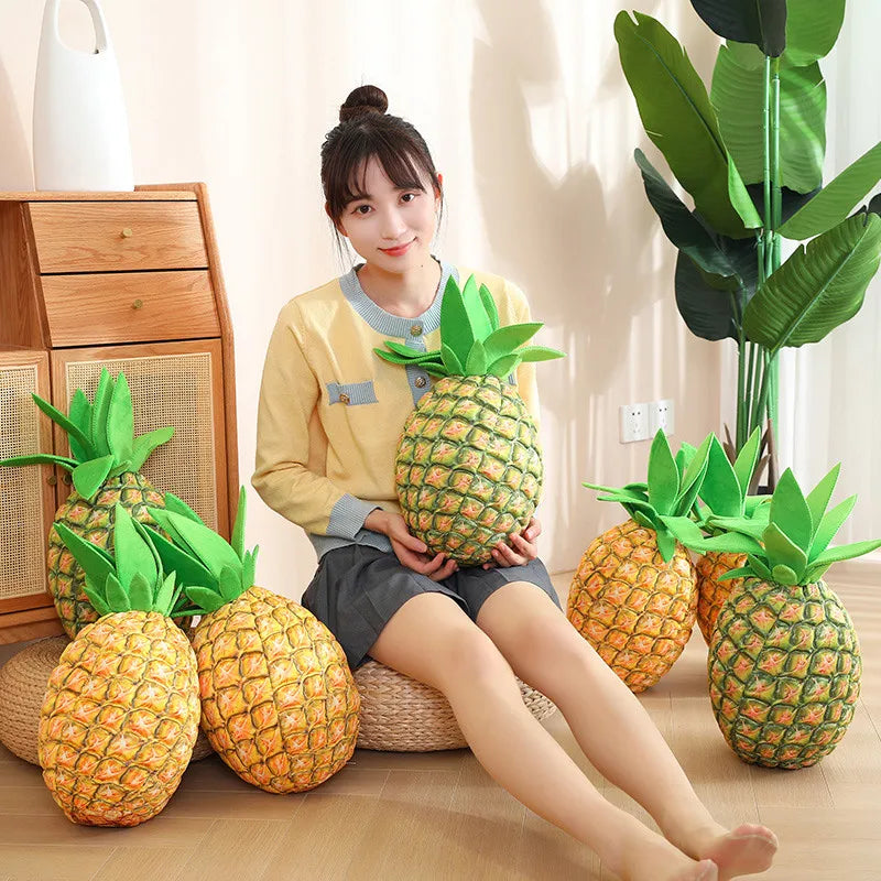 Golden-Yellow Realistic Plush-Textured Pineapple