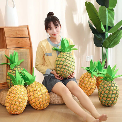 Golden-Yellow Realistic Plush-Textured Pineapple