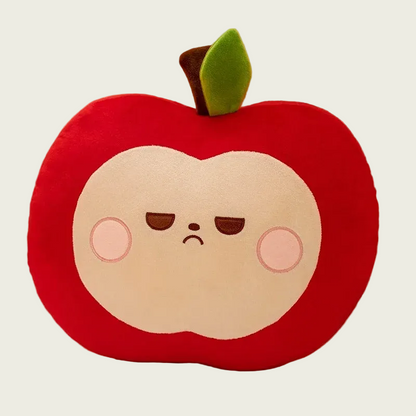 Unamused Red Apple Plushie Pillow
