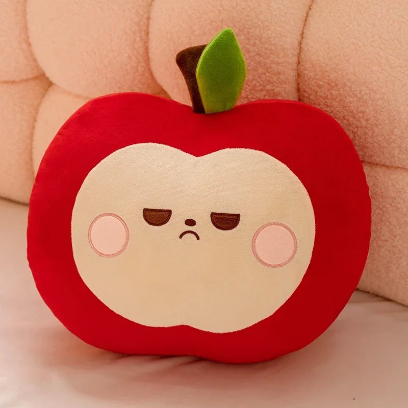 Unamused Red Apple Plushie Pillow
