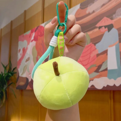 Green Apple Plush Keychain with Carabiner & Wristlet