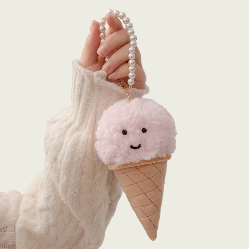 Rose Ice Cream Cone Keychain