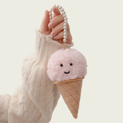 Rose Ice Cream Cone Keychain