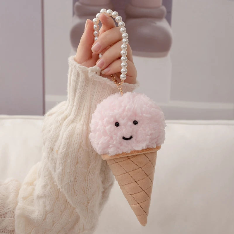 Rose Ice Cream Cone Keychain