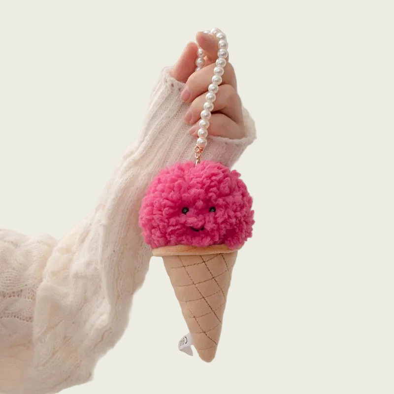 Raspberry Ice Cream Cone Keychain