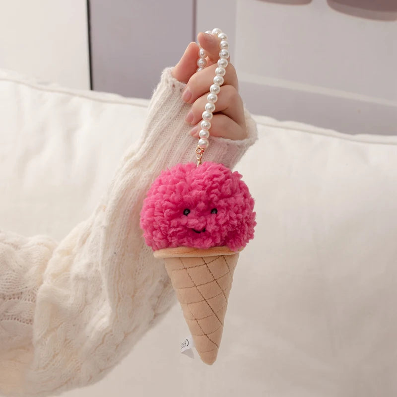 Raspberry Ice Cream Cone Keychain
