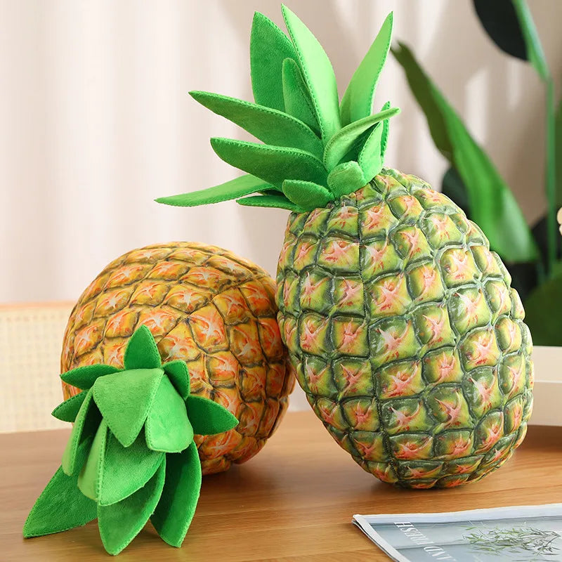 Golden-Yellow Realistic Plush-Textured Pineapple