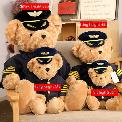 Captain Teddy Bear Aviation Air Force Pilot 8.6"-11.8" Plushie