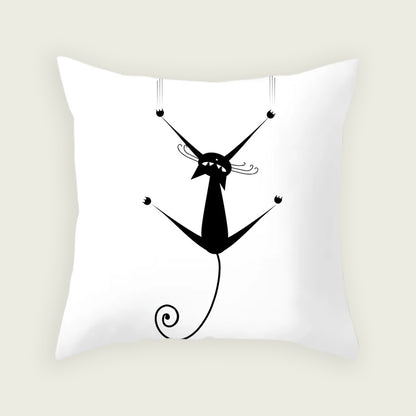 Cat Clinging to Plush Pillow Case