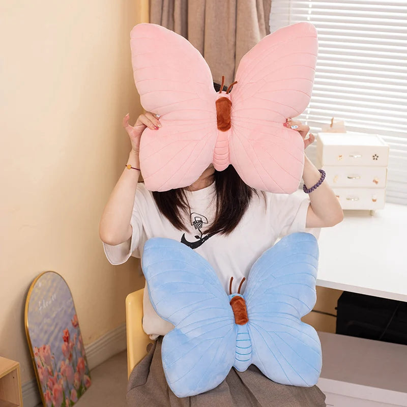 Blue Veined Butterfly Plush Pillow