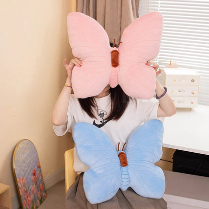 Blue Veined Butterfly Plush Pillow