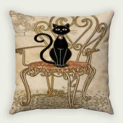 Lavish Cat on a Chair Plush Pillow Case