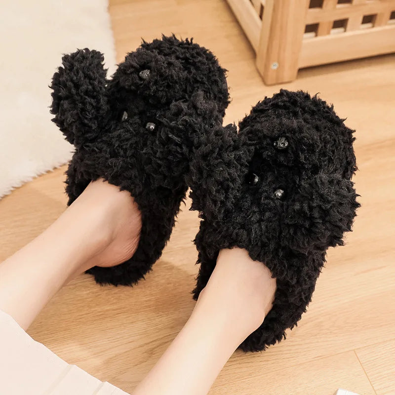 Toy Poodle Plush Slippers