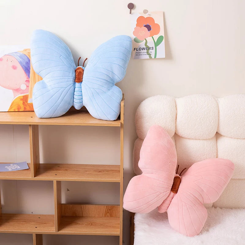 Blue Veined Butterfly Plush Pillow