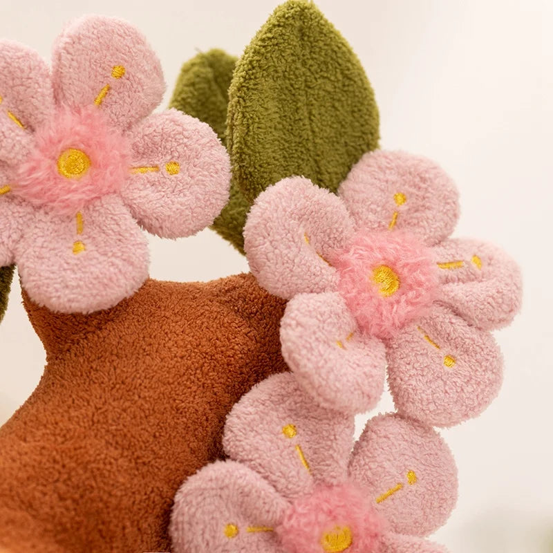 Mini Pink Peach Blossom Plush Tree in Pot