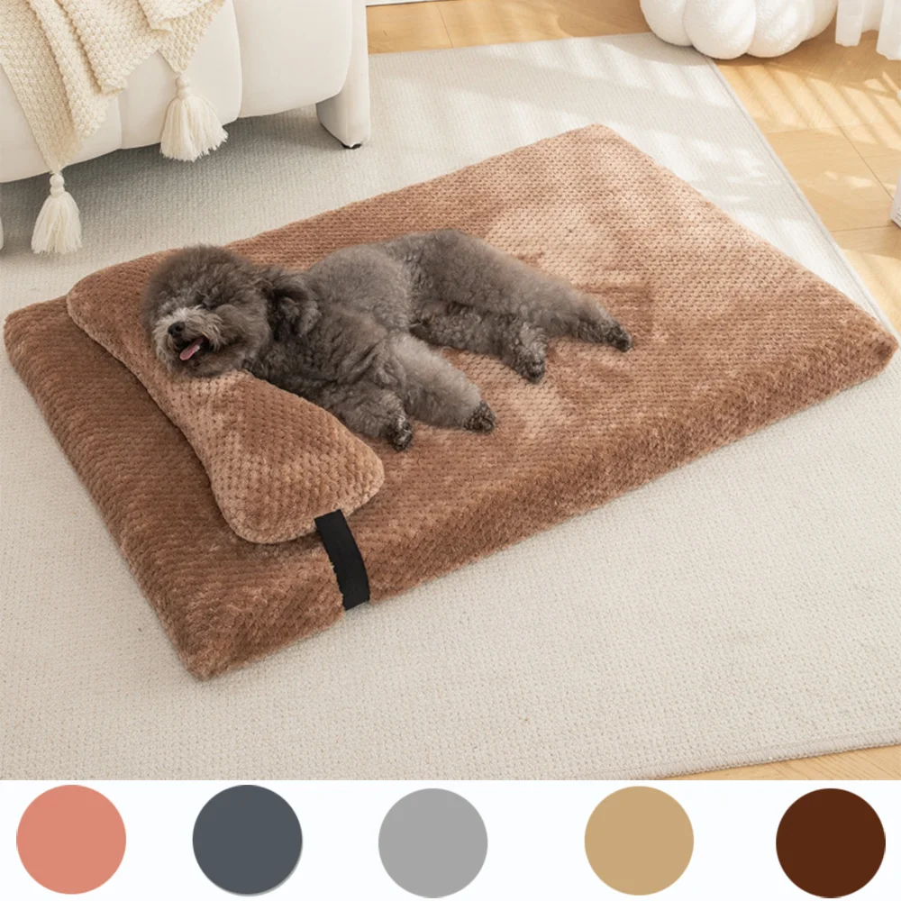 Plush Dog Mattress Pad with Bone Pillow