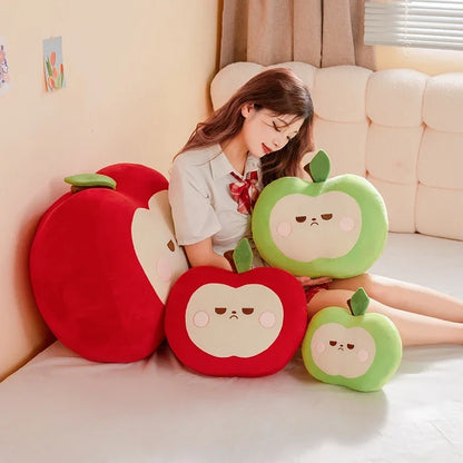 Unamused Green Apple Plushie Pillow