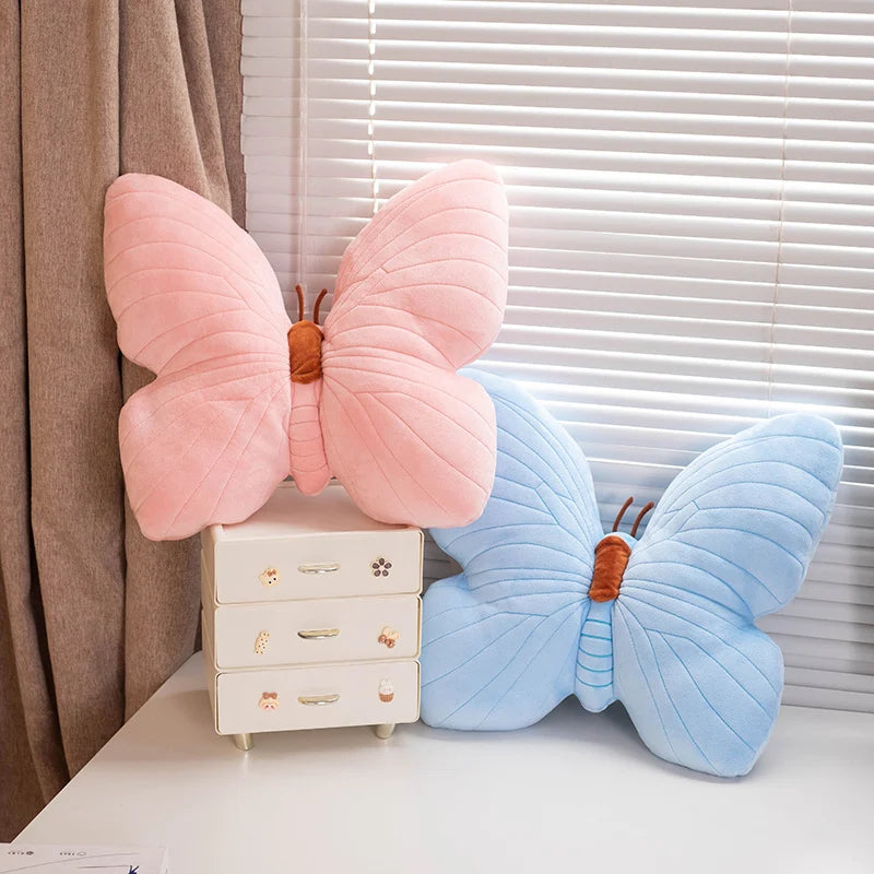 Blue Veined Butterfly Plush Pillow