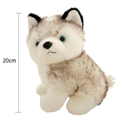 Husky Puppy Dog with Green Eyes Plushie 7.8" Stuffed Animal