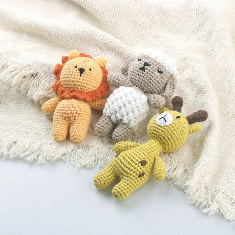 Baby Lion Cub Crochet Plushie 4.7" Crocheted Stuffed Animal