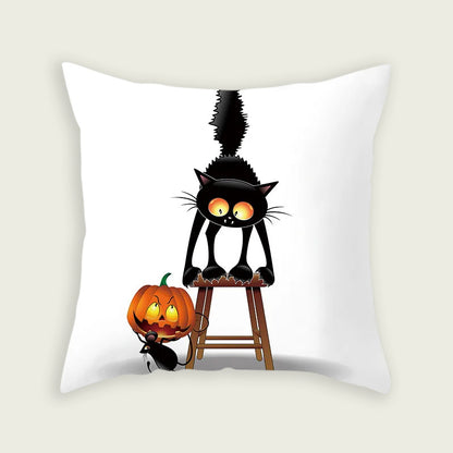 Cat Spooked by Jack-O-Lantern Mouse Plush Pillow Case