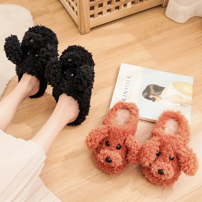 Toy Poodle Plush Slippers