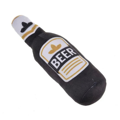 Stout Beer Bottle Dog Squeaker Toy Plush