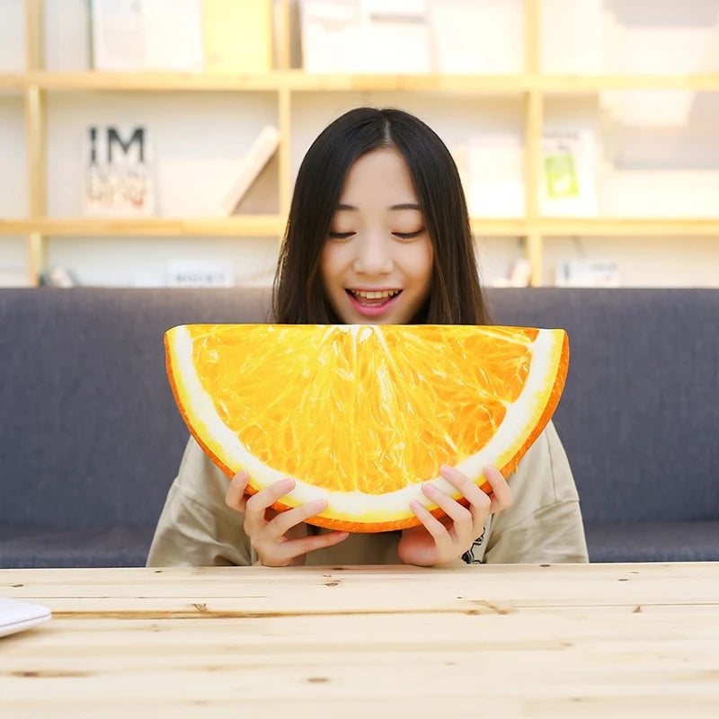 Half Orange Slice Printed Fruit Pillow