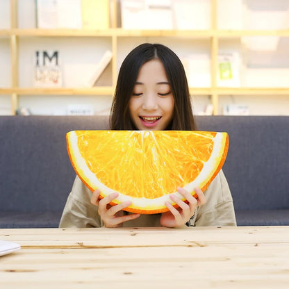 Half Orange Slice Printed Fruit Pillow