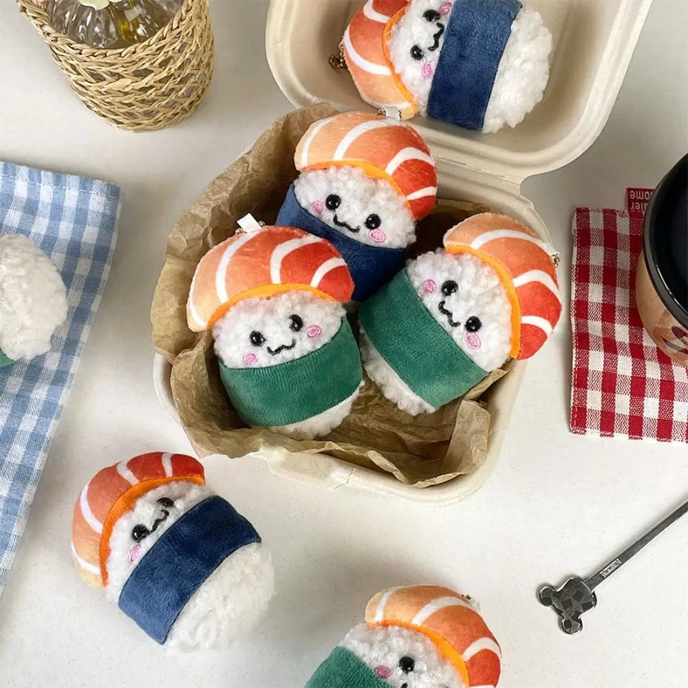 Salmon Temari Sushi with Seaweed Plushie Keychain