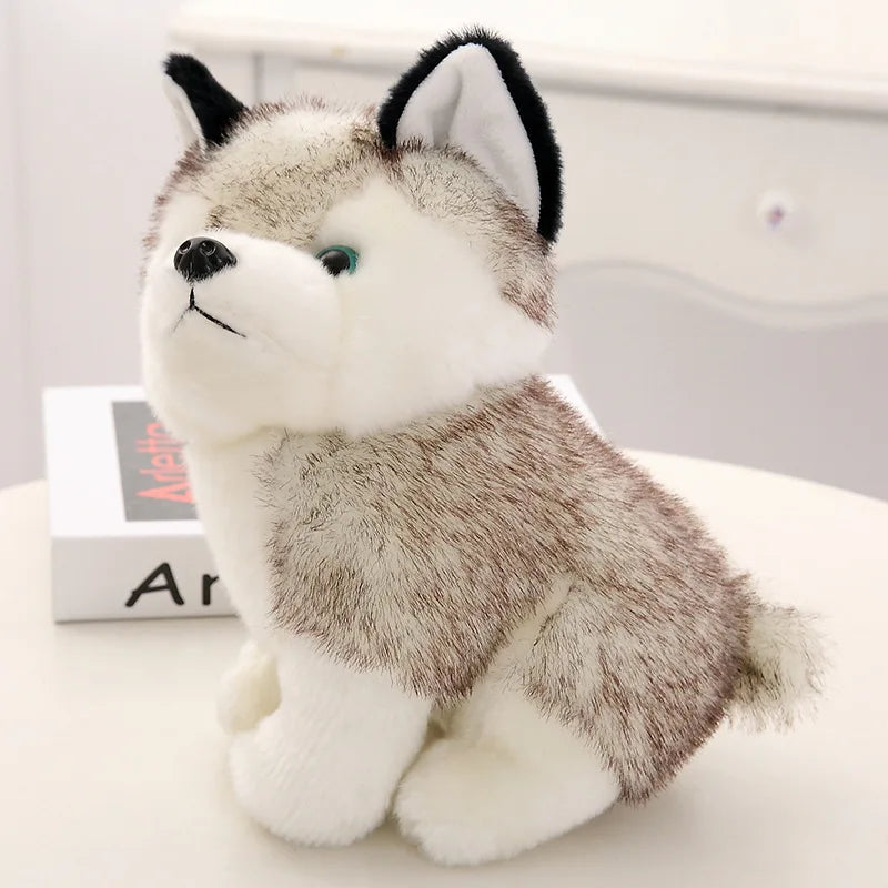 Husky Puppy Dog with Green Eyes Plushie 7.8" Stuffed Animal